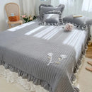 White ruffled quilted bedspread coverlet bedroom lace embroidery