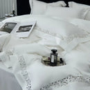 White satin lace 1200tc egyptian cotton bedding set bedroom