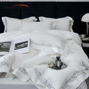 White satin lace 1200tc egyptian cotton bedding set bedroom
