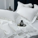 White satin lace 1200tc egyptian cotton bedding set bedroom
