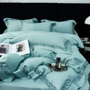 White satin lace 1200tc egyptian cotton bedding set bedroom