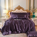 White satin silk blend duvet cover set bedroom bedspread
