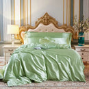 White satin silk blend duvet cover set bedroom bedspread