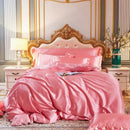 White satin silk blend duvet cover set bedroom bedspread