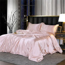 White satin silk blend duvet cover set bedroom bedspread