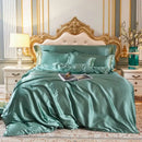 White satin silk blend duvet cover set bedroom bedspread