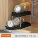 White two tier sliding drawer organizer kitchen storage rack