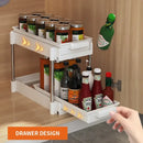 White two tier sliding drawer organizer kitchen storage rack