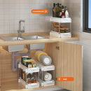 White two tier sliding drawer organizer kitchen storage rack