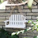 White wooden adirondack bird feeder chair garden decor