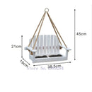 White wooden adirondack bird feeder chair garden decor