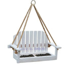 White wooden adirondack bird feeder chair garden decor