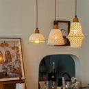 White woven rope ceramic led pendant light for kitchen dining room