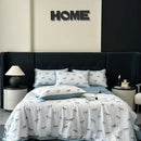 White zebra print cool silk summer quilt set bedroom bedding