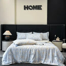 White zebra print cool silk summer quilt set bedroom bedding