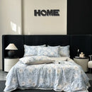 White zebra print cool silk summer quilt set bedroom bedding