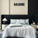 White zebra print cool silk summer quilt set bedroom bedding