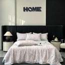 White zebra print cool silk summer quilt set bedroom bedding