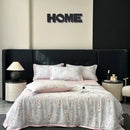 White zebra print cool silk summer quilt set bedroom bedding