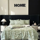 White zebra print cool silk summer quilt set bedroom bedding