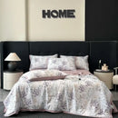 White zebra print cool silk summer quilt set bedroom bedding