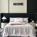 White zebra print cool silk summer quilt set bedroom bedding