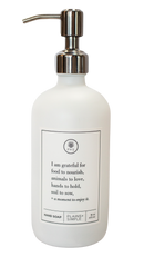 SALE | I Am Grateful White Glass Dispenser | 16 oz. | Plains + Simple
