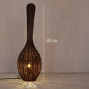 Wicker dark brown bamboo floor lamp living room warm light decor