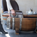 Barrel Coffee Table With Removable Glass Top - Wine/Whiskey/Bourbon Barrel Storage Table - Rustic Furniture