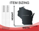 Metal Wisconsin Wall Art - Custom Metal US State Sign - 14 Color Options