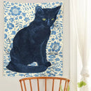 Witchcraft black cat tapestry wall hanging bedroom occult decor