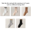 5 Pairs Smiley Face Crew Socks – Cute Cotton Socks for Women