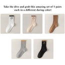 5 Pairs Smiley Face Crew Socks – Cute Cotton Socks for Women