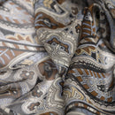 Helena - Silk Scarf Shawl - Brown and Blue