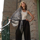 Helena - Silk Scarf Shawl - Brown and Blue