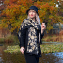 Esmeralda - Silk Scarf Shawl - Black & Gold