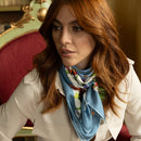 Flora - Silk Foulard - Steel Blue