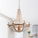 Wood Bead 6-Light Chandelier