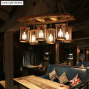 Rustic bamboo and wood hanging island light dining room chandelier