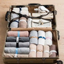 Wooden button elastic band clothes folding organizers bedroom storage bags