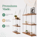 Wooden Floating Shelf 3-Tier Boho Decor