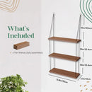 Wooden Floating Shelf 3-Tier Boho Decor