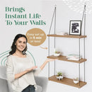Wooden Floating Shelf 3-Tier Boho Decor