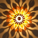 Wooden floral sunburst wall lamp orange & yellow bedroom light