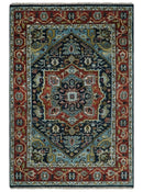 Wool 6x9 Blue and Rust Traditional Persian Antique Area Rug | TRDCP196B69
