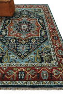 Wool 6x9 Blue and Rust Traditional Persian Antique Area Rug | TRDCP196B69