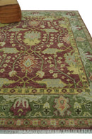 Wool Traditional Brown, Green and Beige 8x10 Floral Hand knotted Oushak Area Rug
