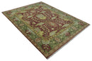Wool Traditional Brown, Green and Beige 8x10 Floral Hand knotted Oushak Area Rug