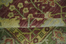 Wool Traditional Brown, Green and Beige 8x10 Floral Hand knotted Oushak Area Rug