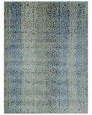 Woolen Modern Contemporray Wool Beige, Blue and Silver Hand knotted Rug